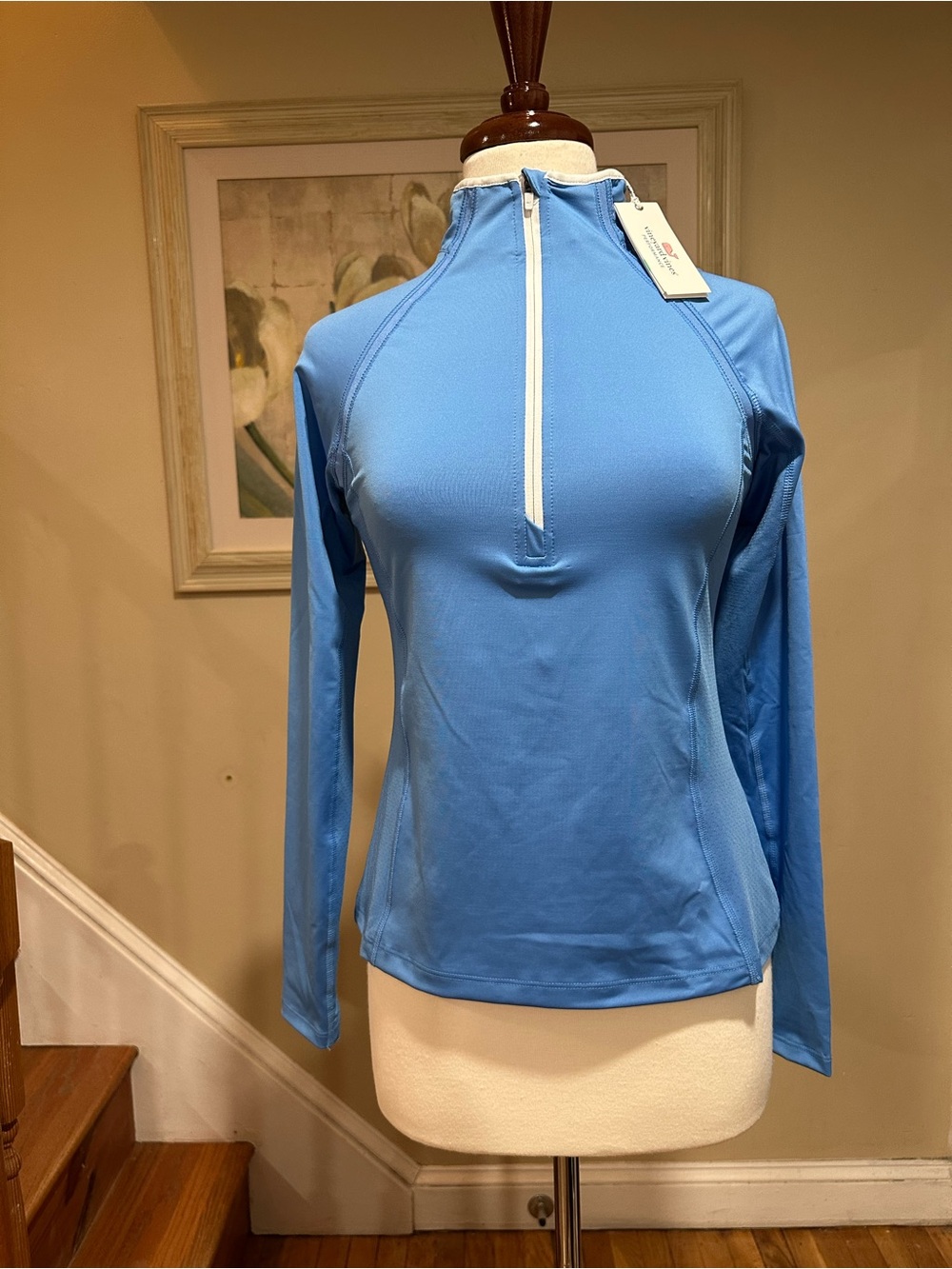 NWT Vineyard Vines Top Womens XS Blue Pullover Performance Stretch 1/2 Zip